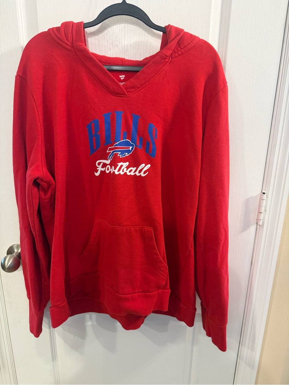 Fanatics Red Bills Football Scoop Neck Sweatshirt with Blue & White Logo